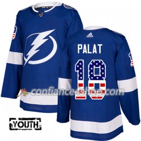 Adidas Maillot de Hockey Tampa Bay Lightning Ondrej Palat 18 2017-2018 Bleu USA Flag Fashion Authentic - Enfant